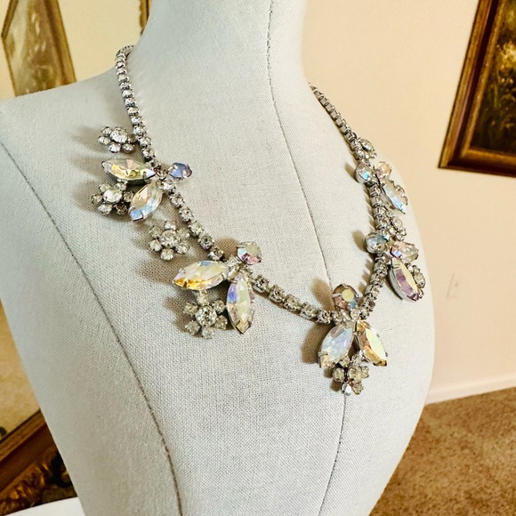 Vintage AB Crystal rhinestone Necklace SO GORGEOUS! - Picture 7 of 17
